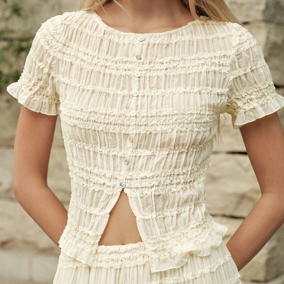 Commense Ruffled Crop Top - Picture 1 of 5